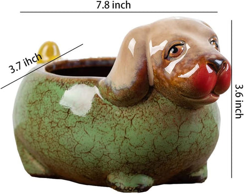 Cute Animal Ceramic Flower Pot Succulent Planter-Dog...