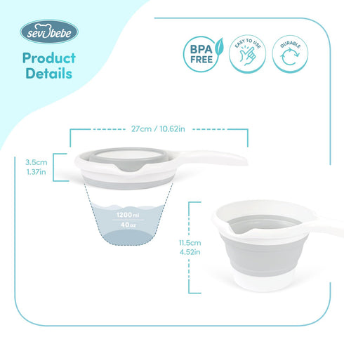 Collapsible Baby Rinse Cup - Lightweight Water Container, Foldable Scoop, Space-Saving Bathing Solution for Babies and Toddlers...
