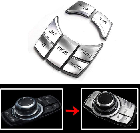 Car iDrive MenuMulti-Media 7-Buttons Cover Trims fit for BMW 2 3 4 5 6 X5 X6 i3 Z4 Series...