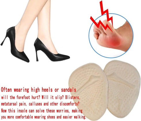3 Pairs Metatarsal Pads for Women,Ball of Foot Cushions Soft Gel Forefoot Cushion Inserts for Women Shoes Relieves Pain and Discomfort,Sweat Absor...