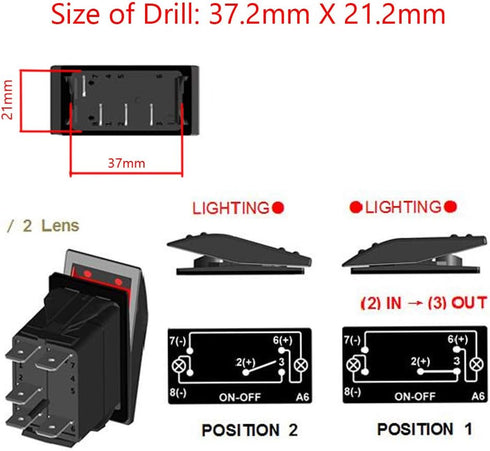 ESUPPORT Car Blue LED Compressor Light Rocker Toggle Switch ON OFF 12V 20A, 24V 10A...