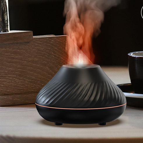 Simulation Flame Aromatherapy Machine USB Small appliance Air Humidifier Colorful Flame Aromatherapy Machine (black)...