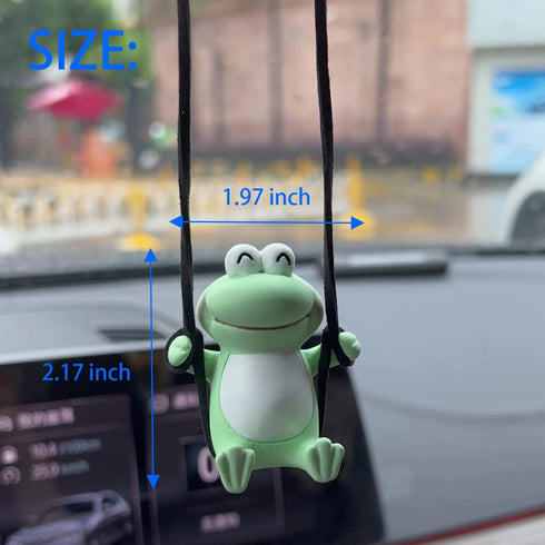 Swinging Frog Car Hanging Ornament, Cute Car Hanging Accessories for Rear View Mirror, Car Pendant Frog Hanging Swing...