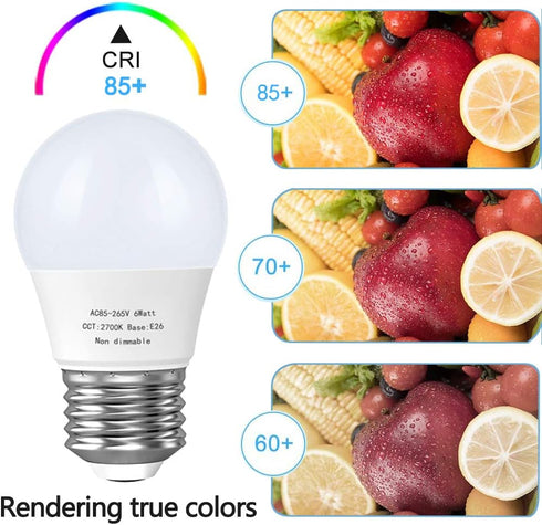 6W A15 Led Blulb 60 Watt Incandescent Equivalent, 550 LM Appliance Light Bulb, E26 Base Ceiling Fan Light Bulbs, 2700K Refrigerator Bedroom Kitche...