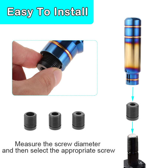 Weighted Manual Shift Knobs Blue, 5 Inch with 3 Threaded Adapters M8 M10 M12 x 1.25, Metal Gear Stick Shift Knob Aluminum Alloy, Universal Car Acc...