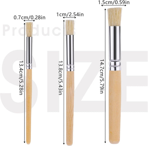 6 Pieces Stencil Brush, Natural Bristle Paint Brushes Nylon Hair Brush Bristle Art Brush Wooden Stencil Brushes for Acrylic Painting Oil Painting ...