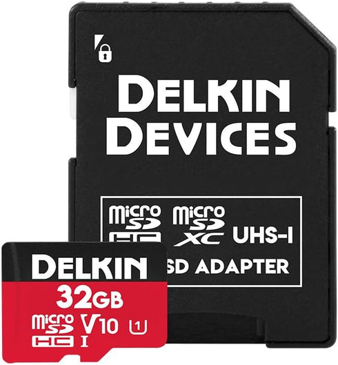 Delkin Devices 32GB Micro SDHC Memory Card with Adapter – 100MB/s Read, 30MB/s Write, UHS-I (U1, V10)...