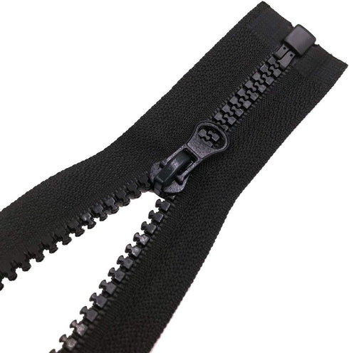 2pcs 24inch Separating Bottom Zipper #5 Black Plastic Jacket Zippers with Zipper Pulls for Coats, Bags, Jackets, and Other Sewing Crafts (24 inch)...