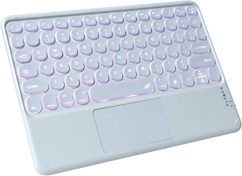 Wireless Bluetooth Keyboard with Touchpad,Portable Ultra Slim 7-Colors Backlit Keyboard,10 inch Rechargeable Keyboard for IPad/IPad Pro, Android T...