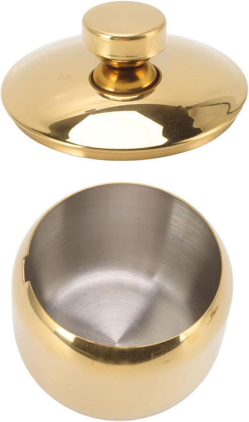 Stainless Steel Condiment Pot, Gold Seasoning Jar Bottle with Lid, Spice Salt Pepper Sugar Storage Container for Home Kitchen(Gold)...