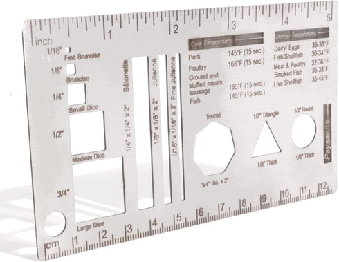Culinary Ruler Stainless Streel Mini Cutting Reference Template Cooking Measurement for Food Essential Kitchen Tool with Weight Temperature Baking...