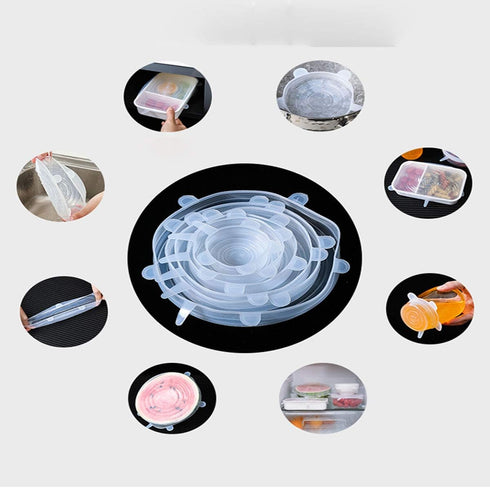 Silicone Stretch Lids Set Of 12 Elastic Reusable Microwave Food Covers Bowl Covers for Can, Cup and Glass Jars...