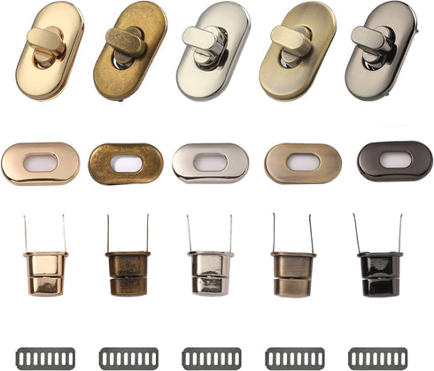 TXIN 15 Pieces Twist Lock Fastener Purse Turn Locks Clasp Bag Closure Metal Clip Hardware for DIY Handbag Craft Making Supplies...
