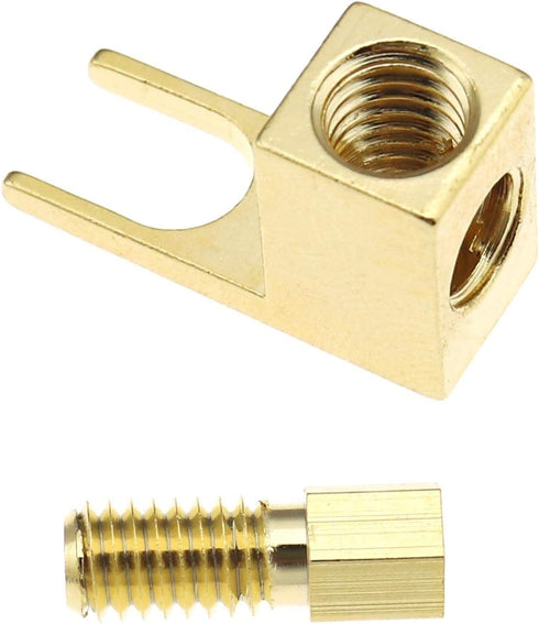 Create idea 4pcs Brass Gold Plating Banana to Spade Adapter Connector 2 Screw-in Angles for Audio Cables Adapters...