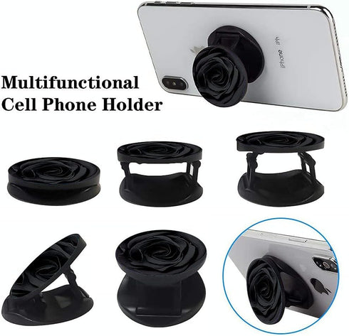 Multi-Function Cell Phone Stand, Sunflower Modern Grey Florals White Daisy Expanding Stand Grip for Smartphones and Tablets (4 Pack)...