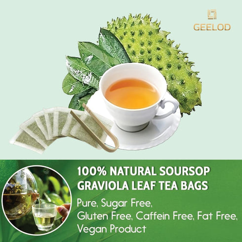 Premium 40 Soursop Graviola Leaf Tea Bags, 100% Natural+Pure from Soursop Leaves, Handmade, Made With Natural Materials-Corn Fiber Tea Bag, Sugar/...
