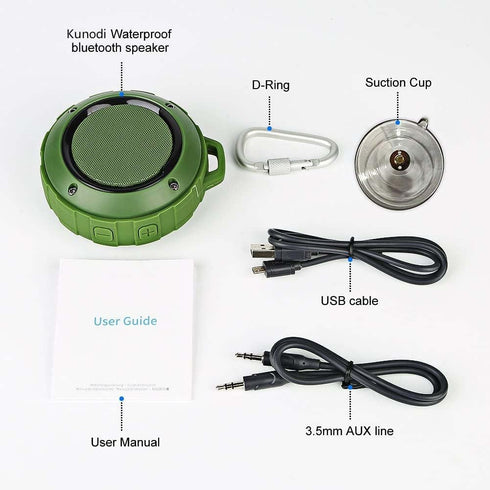 Kunodi Outdoor Waterproof Bluetooth Speaker, Wireless Portable Mini Travel Speaker with Subwoofer, Enhanced Bass, Built in Mic for Sports, Pool, B...