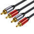 2RCA Cable Braided 6 ft: Hi-Fi Sound Double Layer Shielded Zinc Alloy Case Male 2rca Stereo Audio Cord for Home Theater, HDTV, Amplifiers, Hi-Fi S...