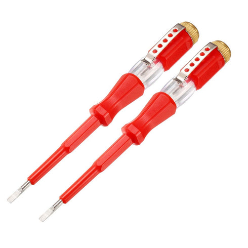 uxcell Voltage Tester AC 100-500V with 3mm Slotted Screwdriver with Clip for Circuit Test, Red, Pack of 2...