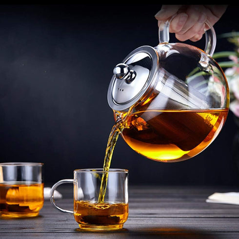 Lead-Free Thicken Glass Teapot Kettle – Removable Stainless Steel Infuser – Great ForBlooming and Loose Leaf Tea Brewer, Thickened (33oz / 950mm)...
