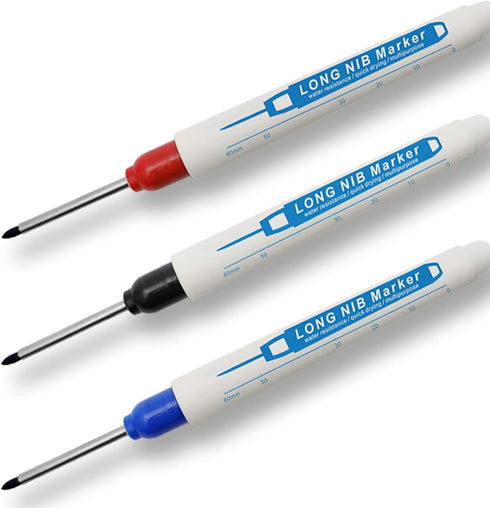 8pcs Waterproof Deep Reach Markers, Long Nose Marker in 2mm Felt Tip, 30mm Reach Permanent Markers and Marker Pens, Deep Hole Marker Carpenter Ink...