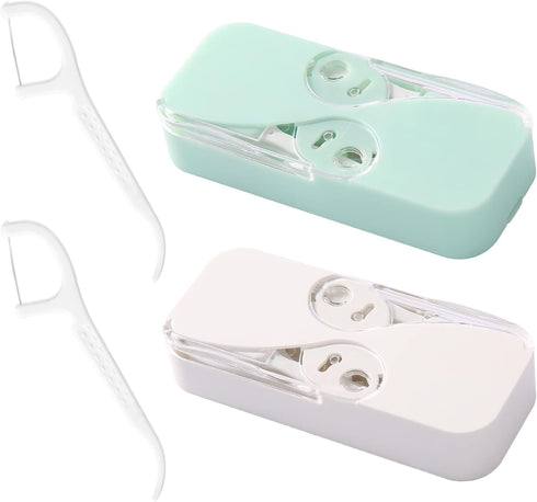 Dental Floss Dispenser Upgrade Automatic Dental Floss Case Refillable Floss Pick Holder Floss Organizer for Teeth Cleaning,Specialized Floss (2pcs...
