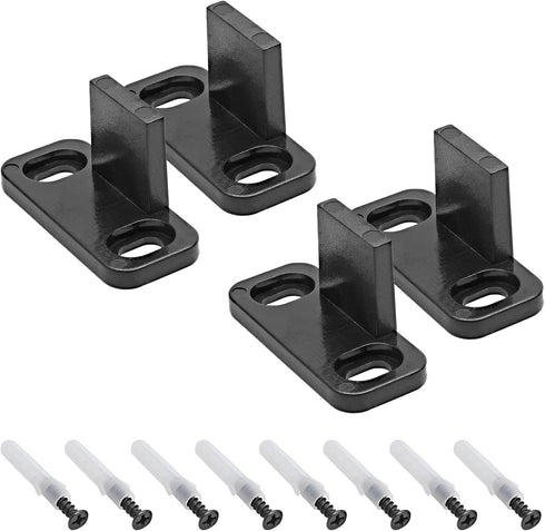 Black Sliding Barn Door Floor Guides Plastic Bypass Door Guide Hardware, 4-Pack...