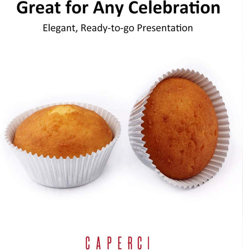 Caperci Silver Foil Cupcake Muffin Liners Standard Size Baking Cups 150-Pack - Premium Greaseproof & Sturdy...