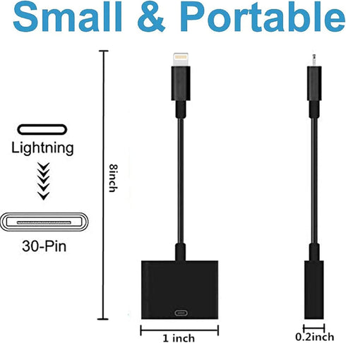 Apple Lightning to 30-Pin Adapter?MFi Certified 8 Pin Male to 30 Pin Female Converter with iPhone Charger Cable Cord Compatible iPhone 13 12 11 X ...