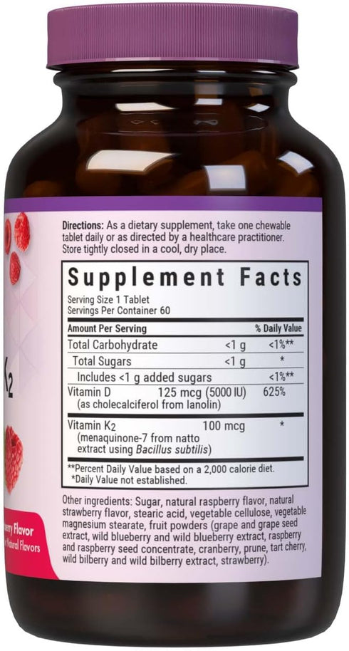Bluebonnet Nutrition Vitamin D3 & K2 EarthSweet Chewable Tablets, for Immune, Mood & Heart Health*, Soy-Free, Gluten-Free, Non-GMO, Kosher Dairy, ...