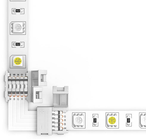 SUPERNIGHT RGBW LED Strip Connector 5 Pin L Coner Connectors for 10 mm Wide 5050 and 3528 LED Indoor String Lights Extending Connection...