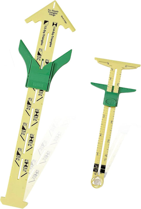 YEQIN 2 Pieces Handy 5-in-1 Sliding Gauge and No-Hassle Triangles GaugeSewing Measuring Tools, Plastic T Gauge Hem Gauge for Sewing Quilting. 2 Di...