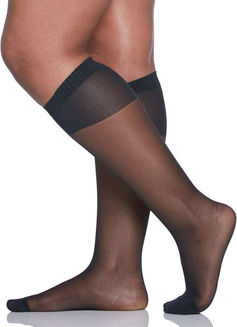 Berkshire Women's Plus Size Comfy Curvy Cuff Socks, Black...