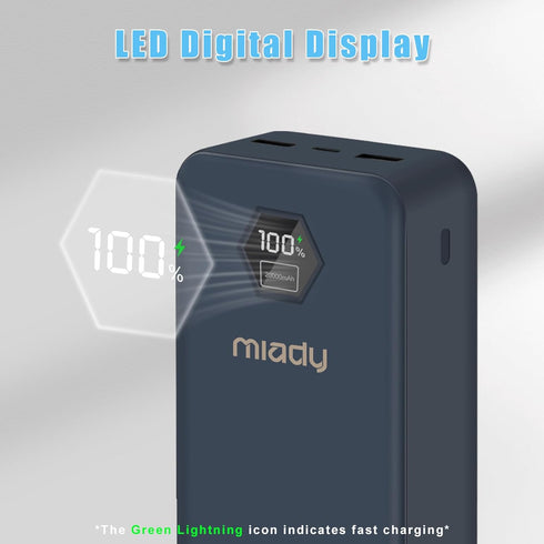 Miady Portable Charger, 20000mAh Travel Battery Pack with LED Display 30W PD Fast Charging Power Bank with 3 Outputs & USB C Input Compatible with...