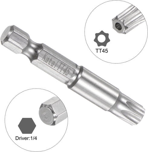 TT45 Star 7 Point Screwdriver Bit 1/4" Hex Shank 2" Length Magnetic Security Torx Screw Driver Power Tool...
