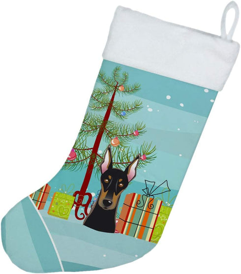 Caroline's Treasures BB1617CS Christmas Tree and Doberman Christmas Stocking Fireplace Hanging Stockings Christmas Season Party Decor Family Holid...