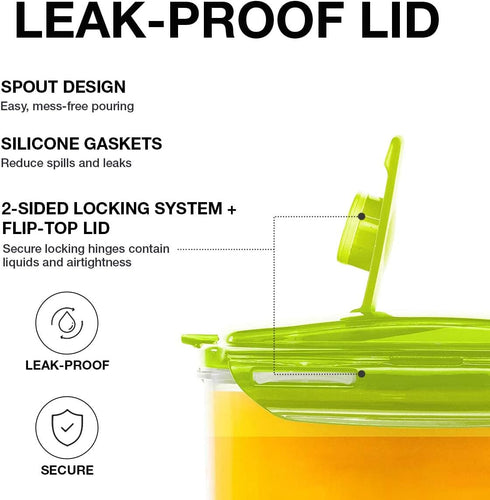 LocknLock Aqua Fridge Door Water Jug with Handle BPA Free Plastic Pitcher with Flip Top Lid Perfect for Making Teas and Juices, 3 Quarts, Green...