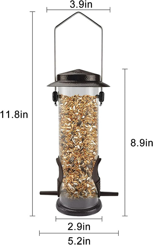 MIXXIDEA Wild Bird Feeders for Outdoors Hanging 2 Pack Stainless Steel Tube Bird Feeder Squirrel Proof, Finch Feeder for Garden Backyard Decoratio...