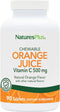 Natures Plus Orange Juice Chewable Vitamin C - 500 mg, 90 Tablets - High Potency Immune & Vascular Health Support Supplement, Antioxidant - Gentle...