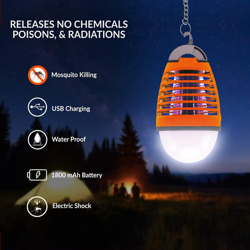 Himalayan Glow 2 in 1 Electric Bug Zapper Light Bulb, Outdoor Camping Lantern Rechargeable with Mosquito Zapper, Portable Waterproof, 1000 Volts, ...