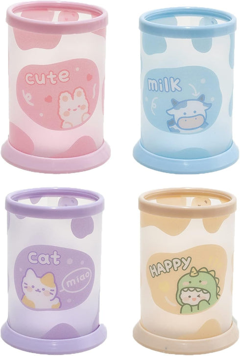 School Supplies,Pencil Holder for Desk Organizers,Cute Pencil Cup,Plastic Pen Cup,Portable Detachable Pen Holder,For Boys,Girls,kids,Teen(4Pack,Bl...