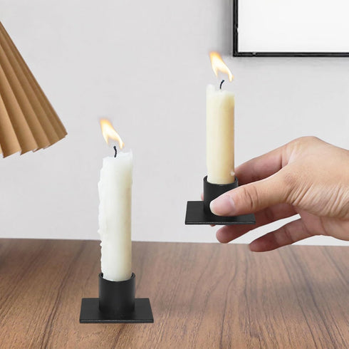 Black Taper Iron Candle Holders, Set of 4 Pillar Tealight Candlestick Holders for Table Centerpieces, Home Decoration, Weddings, Party, Dinner. (S...