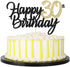 PALASASA Black Gold Glitter Happy Birthday cake topper - 30 Anniversary/Birthday Cake Topper Party Decoration (30th)...
