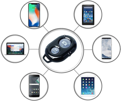2 Pack eCostConnection Wireless Remote Control Shutter Button for iPhone and Android Smartphones, Black, Microfiber Cleaning Cloth...