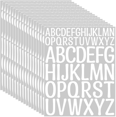 35 Sheet 1820 Pcs White Letter Stickers,2+1 Inch Big Font Alphabet Letter Vinyl Stickers Self Adhesive Waterproof Letters Kit,Mailbox Stickers for...