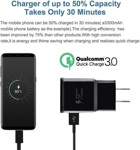 Samsung Fast Charger with USB Type C Cable 6ft for Samsung Galaxy S10/S10e/S10 Plus/S9/S9 Plus/S8/S8 Plus/A13/S23/A30/A31/A32/A50/A51/A52/A53/Note...