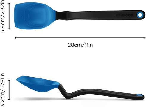 Dreamfarm Supoon Non-Stick Sit-Up Silicone Scraping, Serving, Cooking Spoon Measures 5ml Tsp & 15ml Tbsp - 11" Classic Blue...