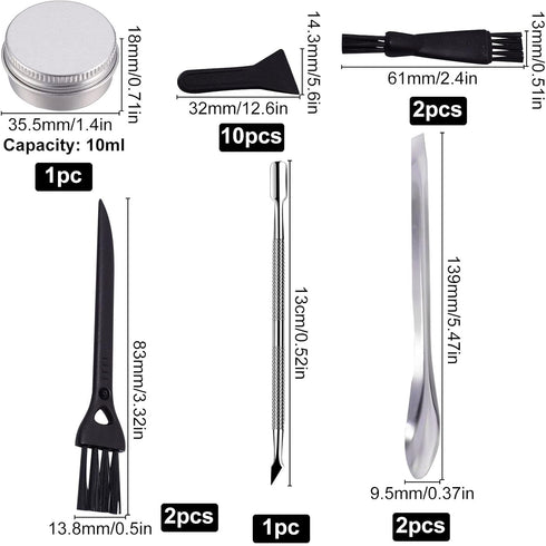 GORGECRAFT 18PCS Black Scrapers Brushes and Spoons Kit for Grinder Including Stainless Steel Pollen Scrapers Plastic Cleaning Brush Spatula Micro ...