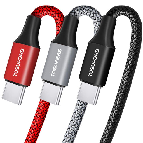 USB C Cable 3ft, 3-Pack, 3A Fast Charging, USB A to Type C Charger Cable Braided for iPhone 15 Pro Max/Plus, for Samsung Galaxy S24 S23 S22 S21 S2...