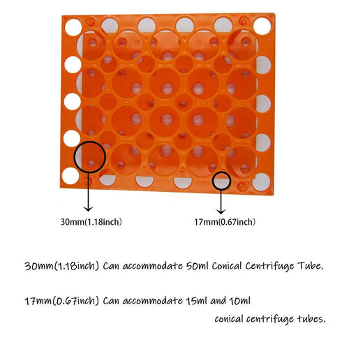 50-Holes Centrifuge Tube Rack - Detachable Lab Test Tube Holder Rack for 10ml/15ml/50ml(2 Racks Orange)...
